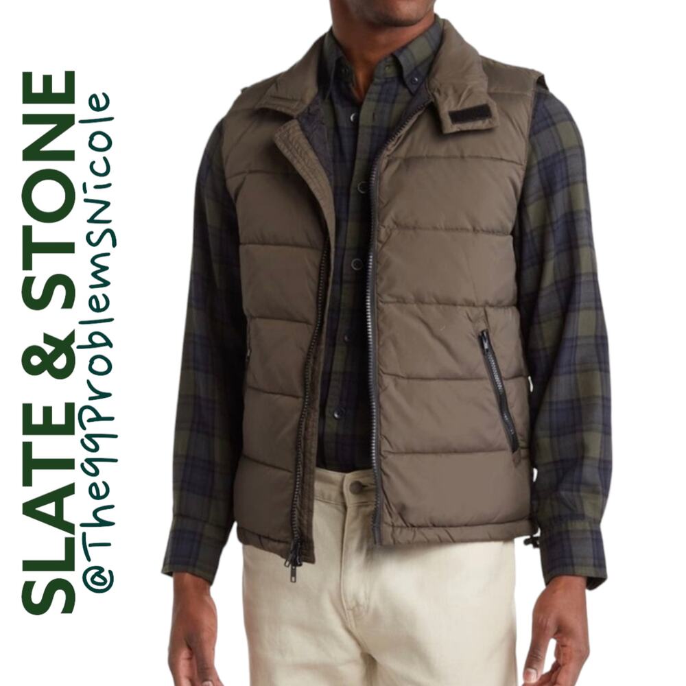 Mens Slate & Stone Quilted Down Fill Vest